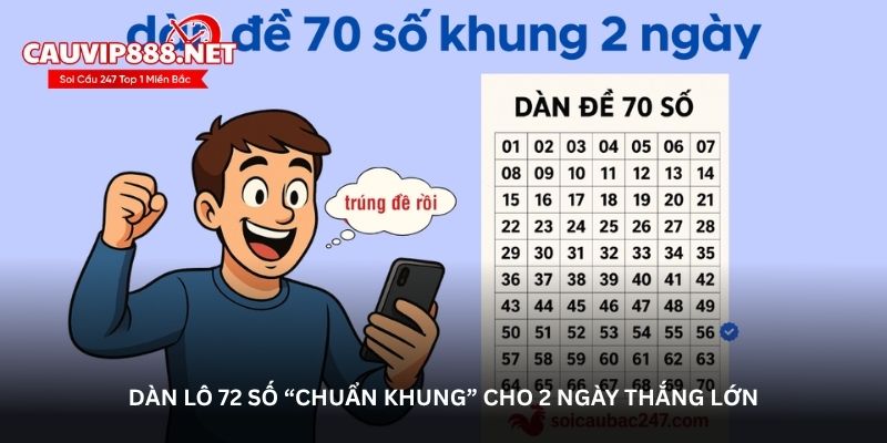 Dàn đề 72 số khung 2 ngày bất bại chiến thắng