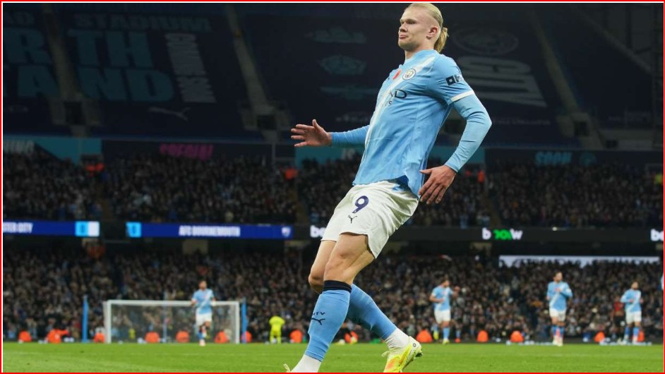 Erling Haaland thực hiện điệu ăn
